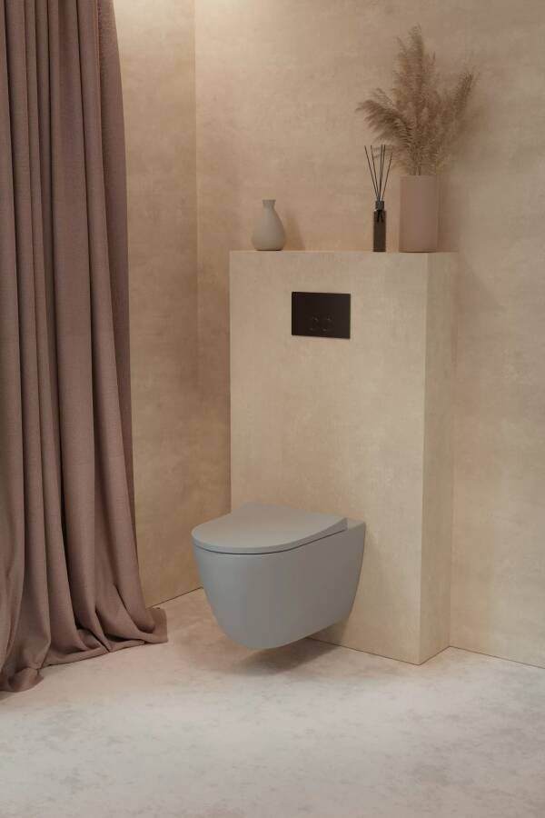 Luca Varess Vinto hangend toilet steengrijs randloos inclusief isolatieset