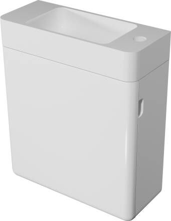 Storke Curvado zwevend toiletmeubel 45 x 18 cm hoogglans wit met Curvado wastafel in glanzend composiet marmer