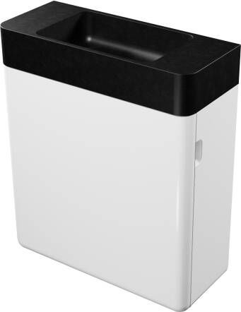 Storke Curvado zwevend toiletmeubel 45 x 18 cm hoogglans wit met Curvado wastafel in mat kwarts