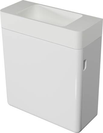 Storke Curvado zwevend toiletmeubel 45 x 18 cm hoogglans wit met Curvado wastafel in matte Solid Surface