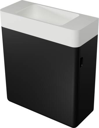 Storke Curvado zwevend toiletmeubel 45 x 18 cm mat zwart met Curvado wastafel in matte Solid Surface