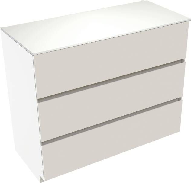 Storke Edge staand badmeubel 100 x 46 cm hoogglans wit met Tavola enkel wastafelblad in solid surface mat wit