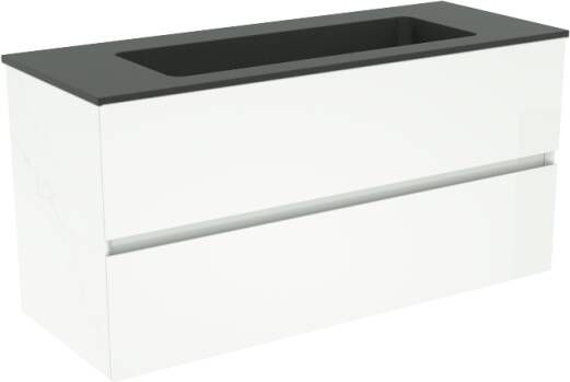 Storke Edge zwevend badkamermeubel 100 x 40 cm hoogglans wit met Scuro enkele wastafel in mat kwarts