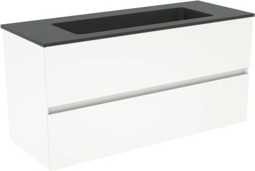 Storke Edge zwevend badmeubel 100 x 40 cm mat wit met Scuro enkele wastafel in kwarts mat zwart