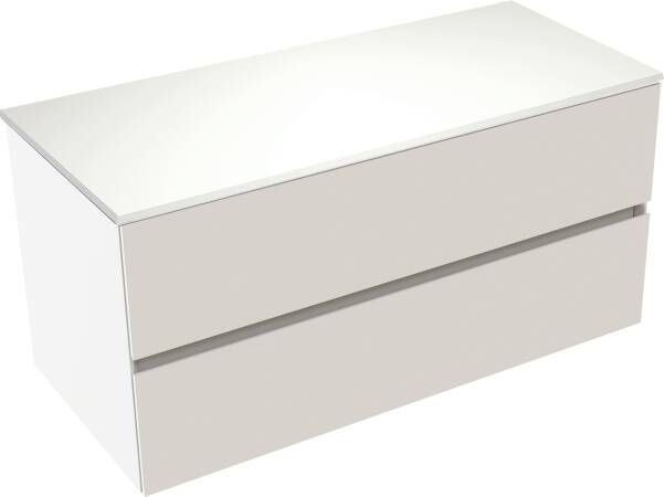 Storke Edge zwevend badkamermeubel 100 x 46 cm mat wit met Tavola enkele wastafel in matte Solid Surface