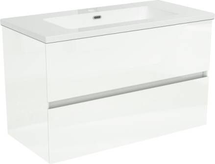 Storke Edge zwevend badkamermeubel 80 x 40 cm hoogglans wit met Diva enkele wastafel in glanzend composiet marmer