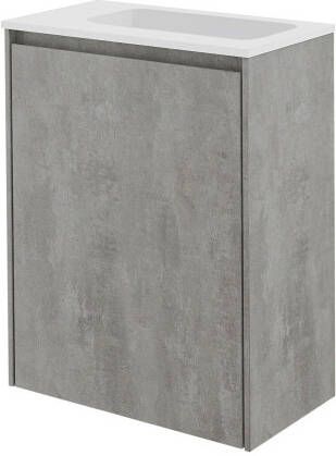 Storke Edge zwevend toiletmeubel 40 x 22 cm beton donkergrijs met Fina wastafel in matte Solid Surface
