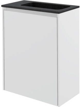 Storke Edge zwevend toiletmeubel 40 x 22 cm hoogglans wit met Fina wastafel in mat quartz