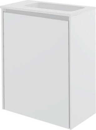 Storke Edge zwevend toiletmeubel 40 x 22 cm hoogglans wit met Fina wastafel in matte Solid Surface
