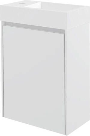 Storke Edge zwevend toiletmeubel 40 x 22 cm mat wit met Vida wastafel in glanzend composiet marmer