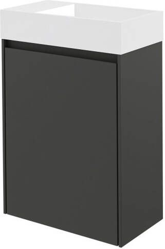 Storke Edge zwevend toiletmeubel 40 x 22 cm mat zwart met Fada wastafel in matte Solid Surface