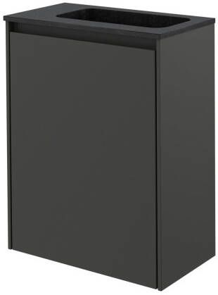 Storke Edge zwevend toiletmeubel 40 x 22 cm mat zwart met Fina wastafel in mat quartz