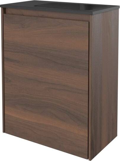 Storke Edge zwevend toiletmeubel 40 x 22 cm notenhout met Fina wastafel in mat kwarts