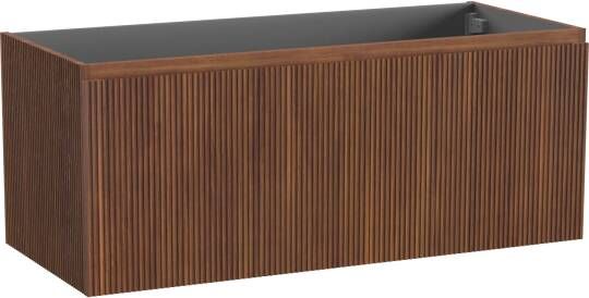 Storke Ribs zwevende wastafelonderkast 120 x 52 cm notenhout 2 lades