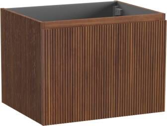 Storke Ribs zwevende wastafelonderkast 65 x 52 cm notenhout 2 lades