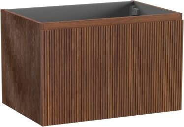 Storke Ribs zwevende wastafelonderkast 75 x 52 cm notenhout 2 lades