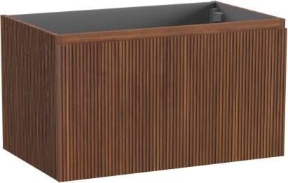 Storke Ribs zwevende wastafelonderkast 85 x 52 cm notenhout 2 lades