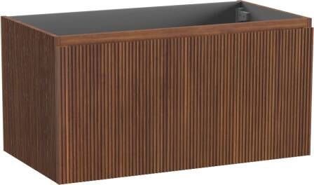 Storke Ribs zwevende wastafelonderkast 95 x 52 cm notenhout 2 lades