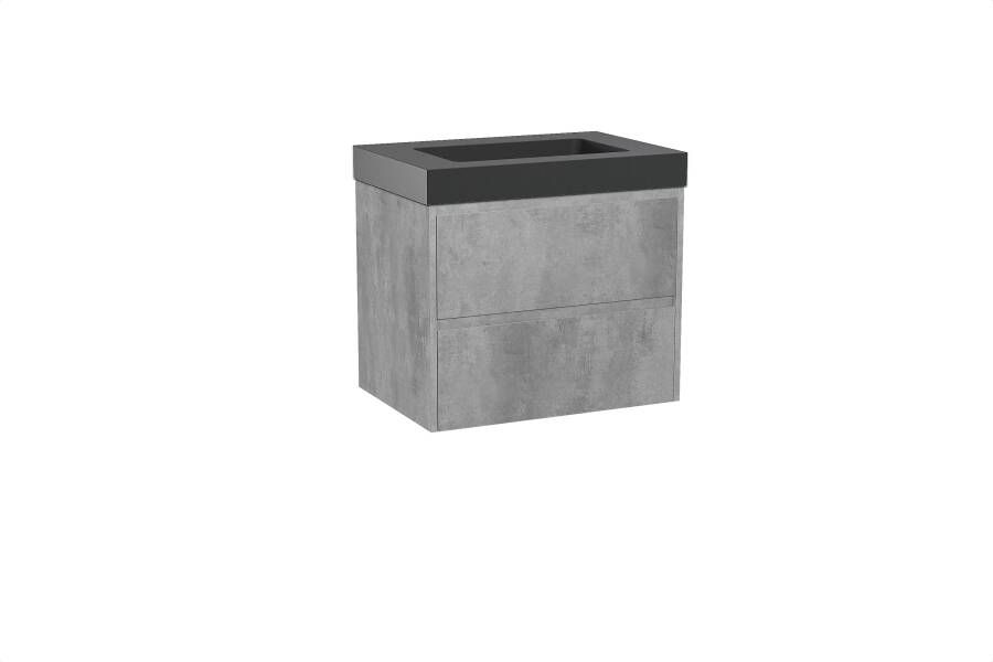 Storke Seda zwevend badkamermeubel 75 x 52 cm beton donkergrijs met Scuro High enkele wastafel in kwarts