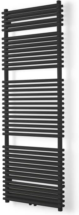 Vipera Alegria dubbele handdoekradiator 60 x 180 cm elektrische verwarming mat zwart zij- en middenaansluiting 1.875W weerstand inbegrepen