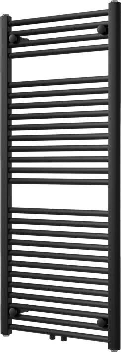 Vipera Kanza enkele handdoekradiator 50 x 120 cm elektrische verwarming mat zwart zij- en middenaansluiting 543W weerstand inbegrepen