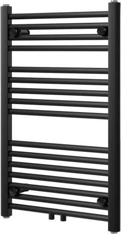 Vipera Kanza enkele handdoekradiator 50 x 80 cm centrale verwarming mat zwart Zij- en middenaansluiting 342W