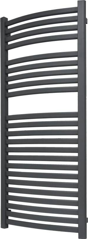 Vipera Kanza Rx enkele handdoekradiator 50 x 120 cm elektrische verwarming antraciet grijs zijaansluiting 521W weerstand inbegrepen