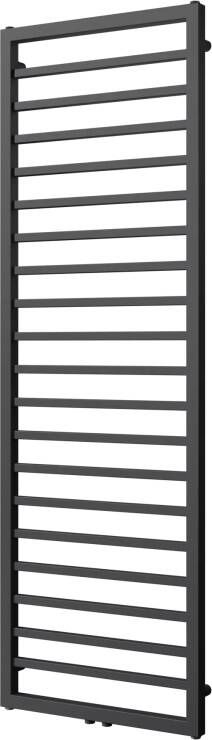 Vipera Listona enkele handdoekradiator 180 x 50 cm zowel elektrisch als cv mogelijk mat zwart zij- en middenaansluiting 669W
