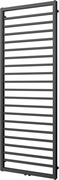 Vipera Listona enkele handdoekradiator 180 x 60 cm zowel elektrisch als cv mogelijk mat zwart zij- en middenaansluiting 767W