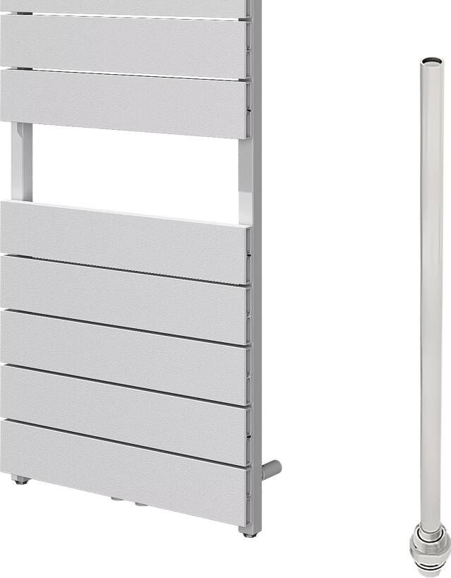 Vipera Teide enkele handdoekradiator 50 x 142 cm elektrische verwarming mat wit zij- en middenaansluiting 500W weerstand inbegrepen