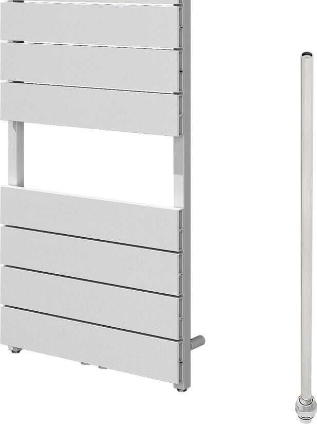 Vipera Teide enkele handdoekradiator 50 x 180 cm elektrische verwarming mat wit zij- en middenaansluiting 1.000W weerstand inbegrepen