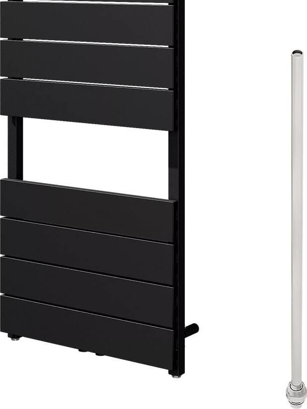 Vipera Teide enkele handdoekradiator 50 x 180 cm elektrische verwarming mat zwart zij- en middenaansluiting 1.000W weerstand inbegrepen