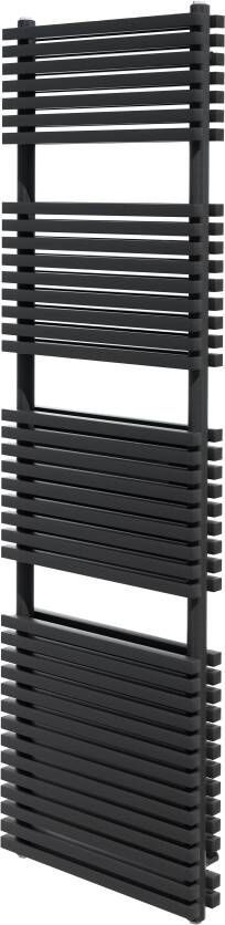 Vipera Vesuvio dubbele handdoekradiator 50 x 180 cm elektrische verwarming mat zwart zij- en middenaansluiting 2.125W weerstand inbegrepen