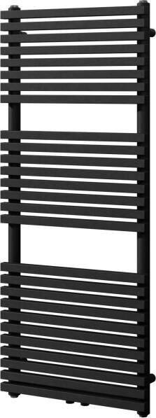 Vipera Vesuvio enkele handdoekradiator 50 x 120 cm centrale verwarming mat zwart zij- en middenaansluiting 808W