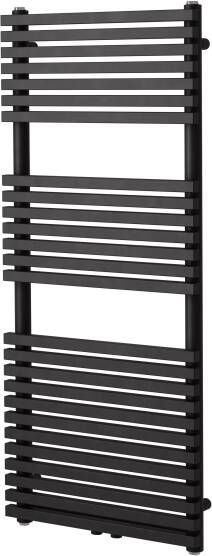 Vipera Vesuvio enkele handdoekradiator 50 x 120 cm elektrische verwarming mat zwart zij- en middenaansluiting 808W weerstand inbegrepen
