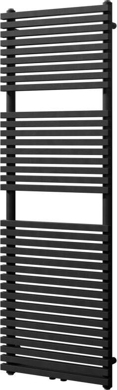 Vipera Vesuvio enkele handdoekradiator 50 x 150 cm centrale verwarming mat zwart zij- en middenaansluiting 1.044W