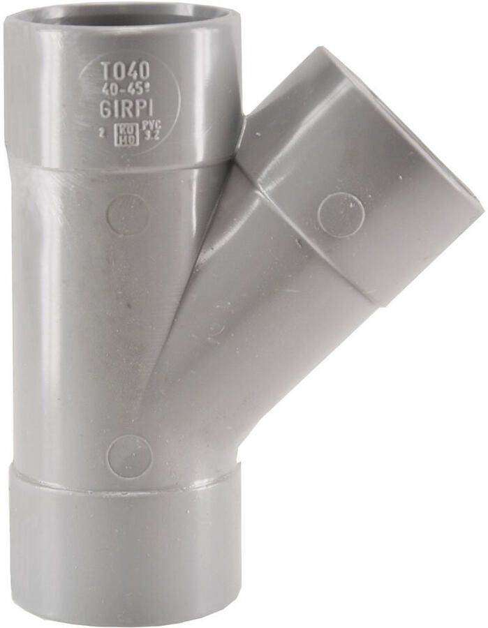 1216 T-stuk 3 x mof 40 mm 45 graden PVC