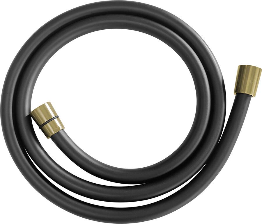 Wiesbaden Doucheslang Dani Kunststof 150 cm Mat Zwart en Geborsteld Messing