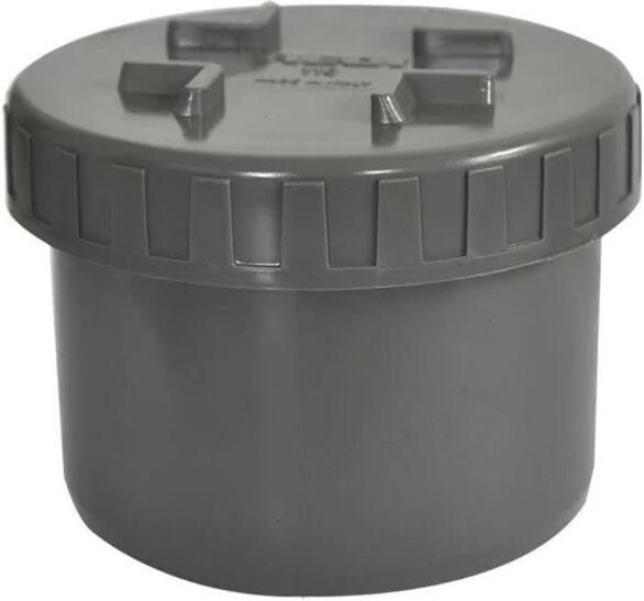 Sub PVC eindstuk + schroefdeksel grijs 50 mm