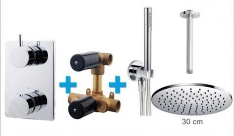 Wiesbaden Thermostatische Inbouw Regendouche Set Type 103 Plafondarm 30 cm Rond incl. Inbouwdeel - Foto 9