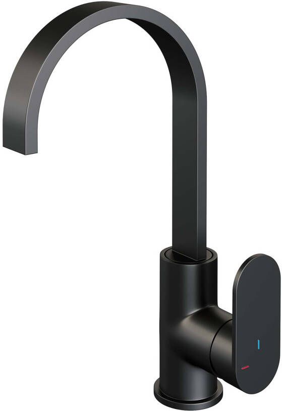 Brauer Wastafelkraan Black Edition S1 Coldstart Opbouw Hoog Mengkraan Mat Zwart 1 Greeps Draaibare Uitloop