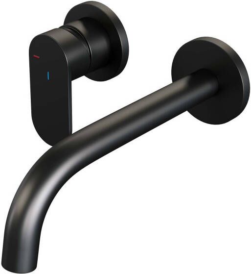 Brauer Black Edition Wastafelmengkraan inbouw gebogen uitloop rechts brede platte gladde hendel model C2 mat zwart 5-S-083-B3-65 - Foto 2