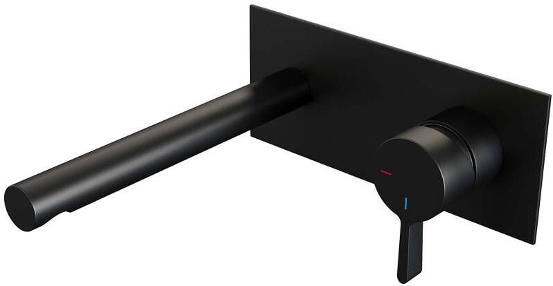 Brauer Black Edition Wastafelmengkraan inbouw rechte uitloop links hendel middel dik afdekplaat model E 1 mat zwart 5-S-004-S1