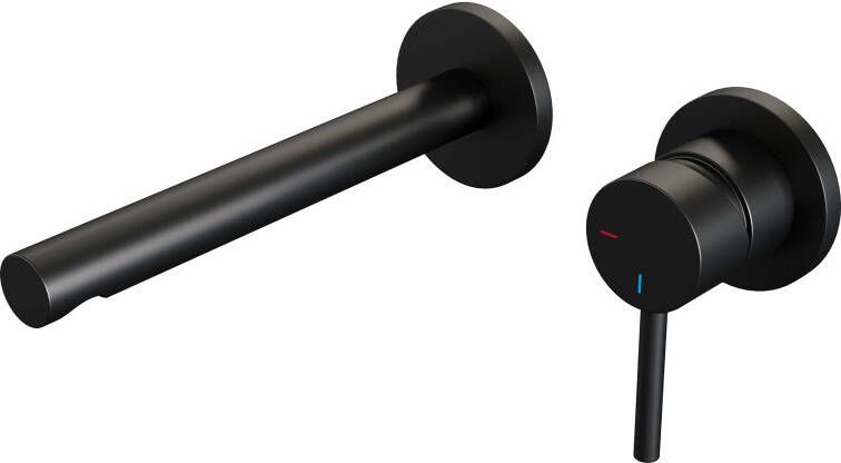 Brauer Black Edition Wastafelmengkraan inbouw rechte uitloop links hendel lang smal model A 1 mat zwart 5-S-004-S2-65
