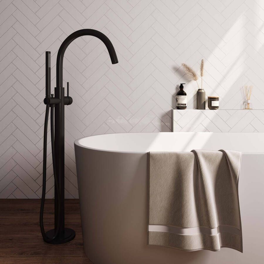 Brauer Black Edition Staande Badkraan handdouche staaf 1 stand -2 gladde knoppen PVD mat zwart 5-S-042-1 - Foto 2