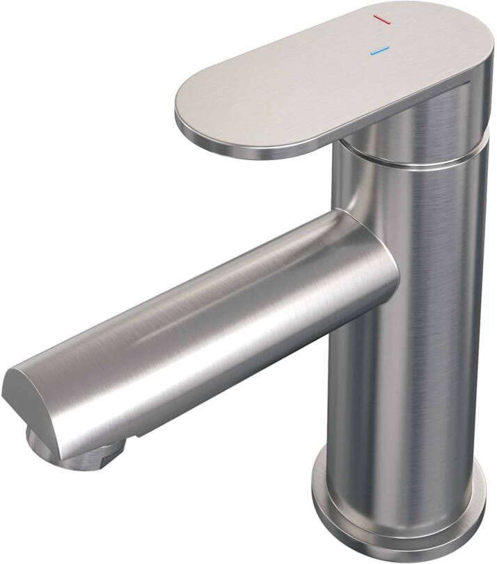 Brauer Wastafelkraan Brushed Edition HD3 Opbouw Laag Mengkraan Rond Coldstart Geborsteld Nikkel PVD 1 Greeps