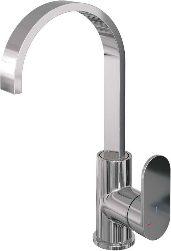 Brauer Chrome Edition Wastafelmengkraan opbouw hoog draaibaar platte uitloop model C chroom 5-CE-003-S1
