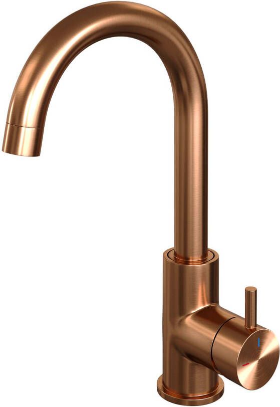 Brauer Copper Edition Wastafelmengkraan opbouw hoog draaibaar ronde uitloop model b PVD geborsteld koper 5-GK-003-R2