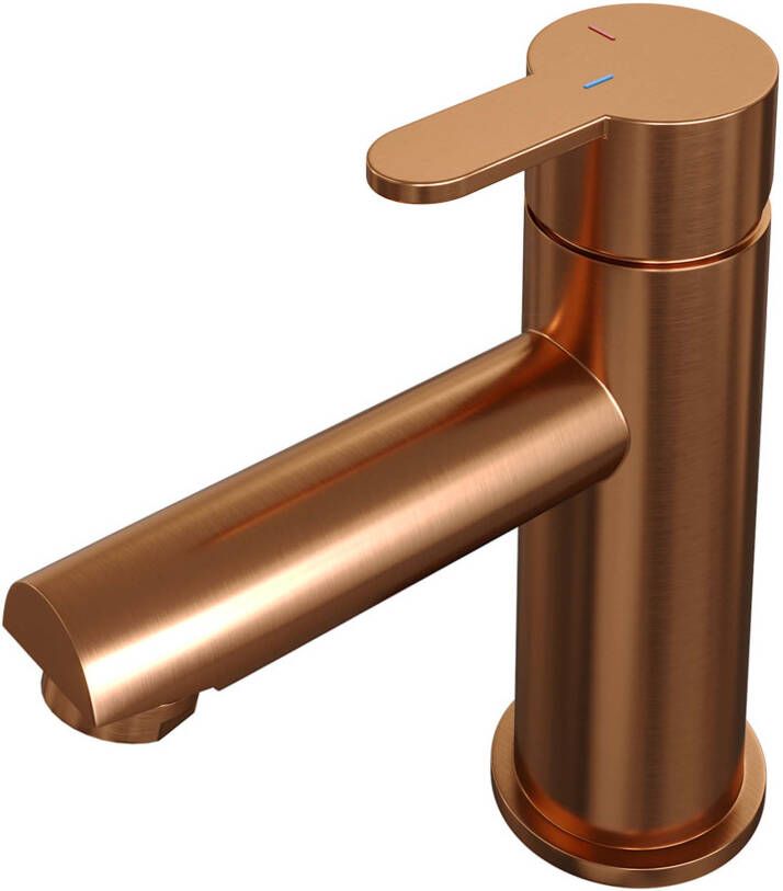 Brauer Wastafelmengkraan Copper Edition Coldstart Opbouw Laag Korte Platte Hendel Geborsteld Koper PVD