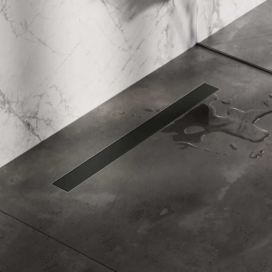 Brauer Douchegoot 70x7.5cm vloerflens tegelinlegrooster omkeerbaar RVS zwart mat DR-MRF70S